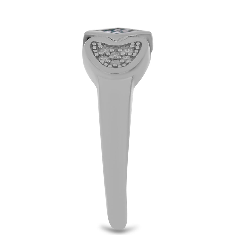 Stříbrný Prsten s Modrým Diamantem a Bílým Diamantem 4 