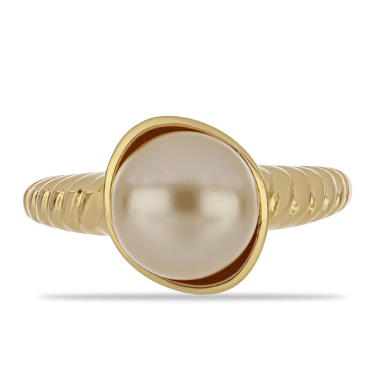 Pozlacený Stříbrný Prsten s Jihomořskou Zlatou Perlou