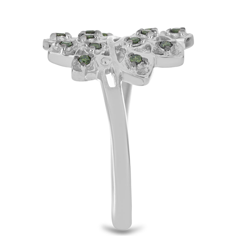 Stříbrný Prsten se Zeleným Diamantem 4 