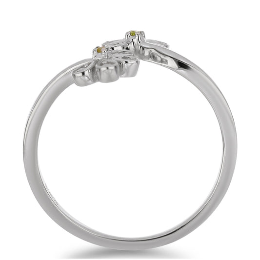 Stříbrný Prsten se Žlutým Diamantem a Bílým Diamantem