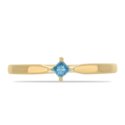 Pozlacený Stříbrný Prsten s Modrým Diamantem