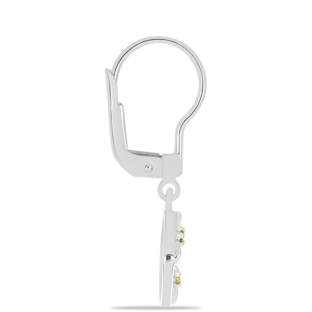 Stříbrné Náušnice se Žlutým Diamantem 2 