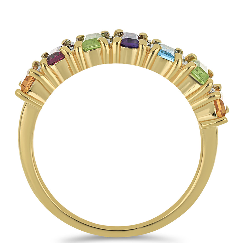 Pozlacené Stříbro 925/1000 - Prsten s Rhodolitovým Granátem z Minas Moatize a Uralským Citrínem - Karátové číslo: 1.95. přibližná hmotnost: 3.77 gramů