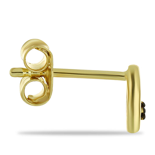 Pozlacené Stříbro 925/1000 - Náušnice s Červeným Diamantem - Karátové číslo: 0.02. přibližná hmotnost: 0.9 gramů