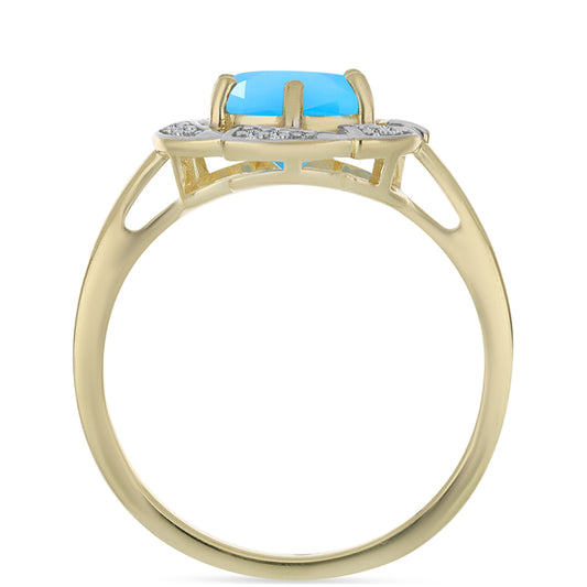 Pozlacený Stříbrný Prsten s Aqua Chalcedonem a Bílým Topazem
