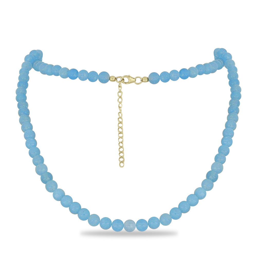 Pozlacený Stříbrný Náhrdelník s Aqua Chalcedonem 1 