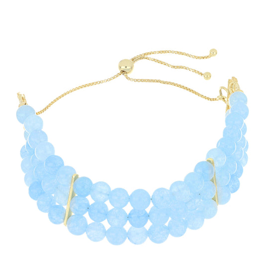 Pozlacený Stříbrný Náramek s Aqua Chalcedonem