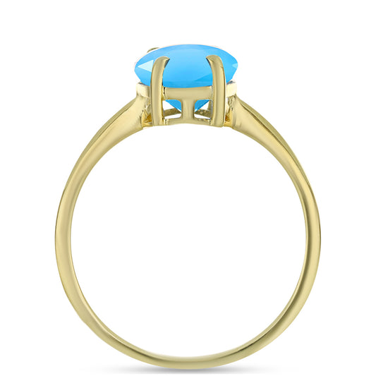 Pozlacený Stříbrný Prsten s Aqua Chalcedonem