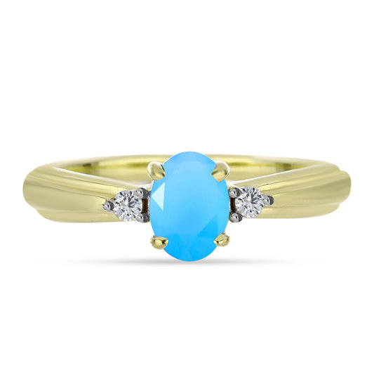 Pozlacený Stříbrný Prsten s Aqua Chalcedonem a Bílým Topazem