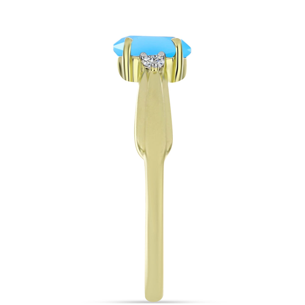 Pozlacený Stříbrný Prsten s Aqua Chalcedonem a Bílým Topazem 4 