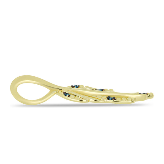 Pozlacené Stříbro 925/1000 - Přívěsek s Modrým Diamantem - Karátové číslo: 0.04. přibližná hmotnost: 2.1 gramů