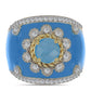 Pozlacený Stříbrný Prsten s Aqua Chalcedonem a Bílým Topazem