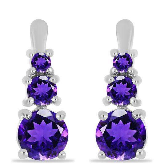 Stříbrné Náušnice s Marockým Ametystem
