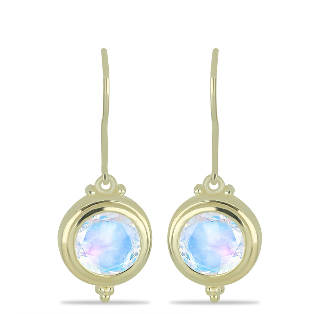 Pozlacené Stříbrné Náušnice s Duhovým Měsíčním Kamenem