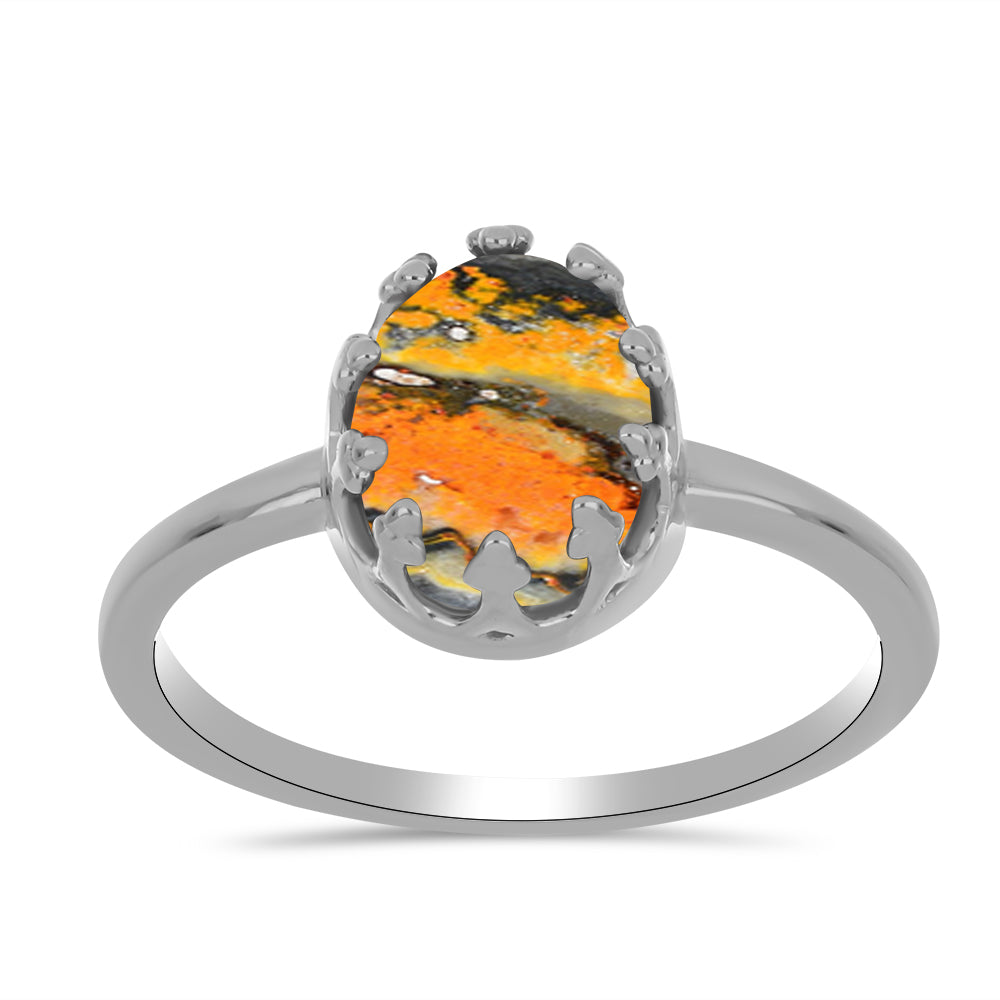Stříbro 925/1000 Prsten s Bumble Bee Jaspisem - Karátové číslo: 2.49. přibližná hmotnost: 3.04 gramů