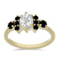 Pozlacený Stříbrný Prsten s Černým spinelem a Bílým Topazem