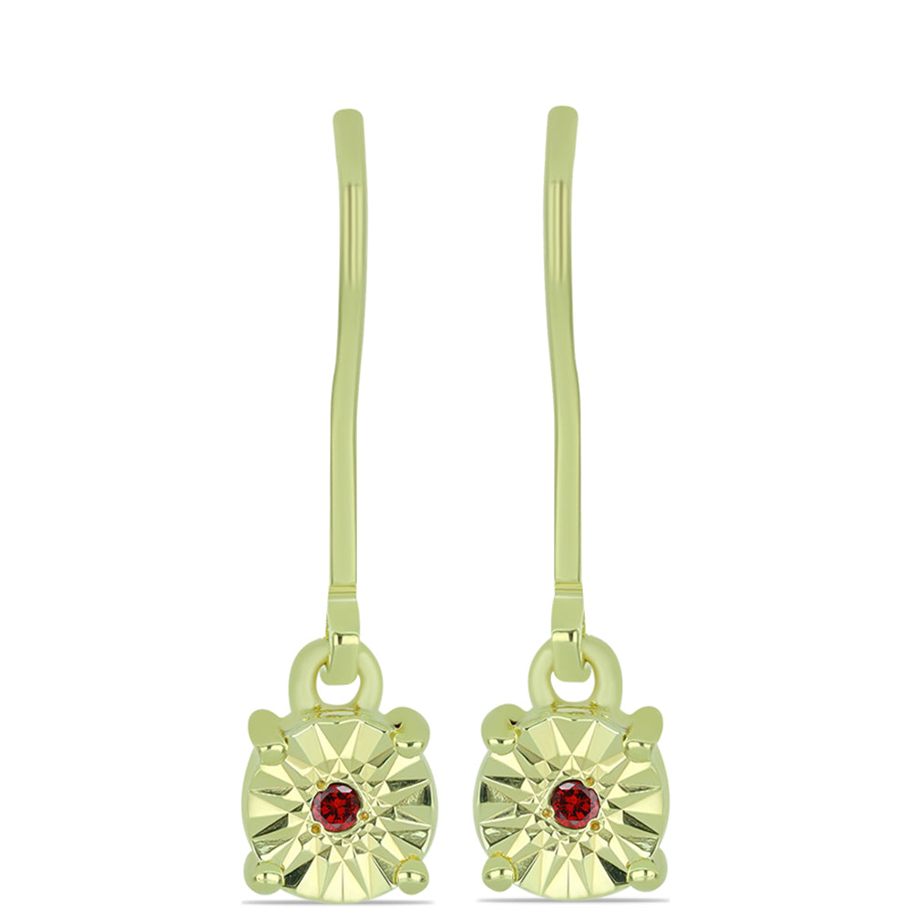 Pozlacené Stříbrné Náušnice s Červeným Diamantem