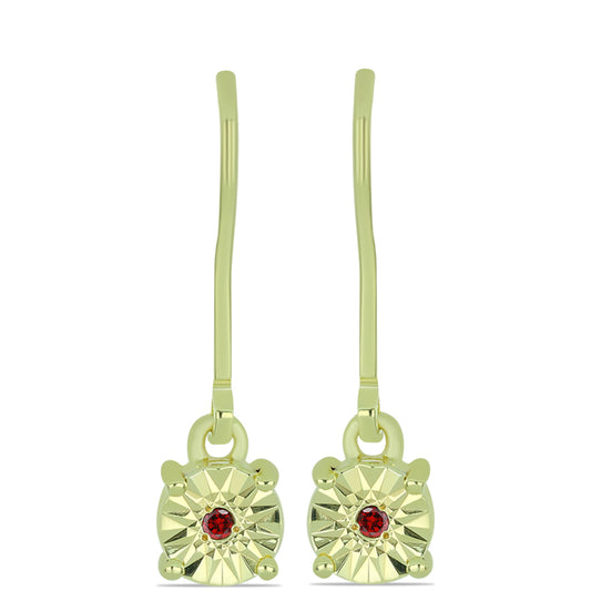 Pozlacené Stříbrné Náušnice s Červeným Diamantem