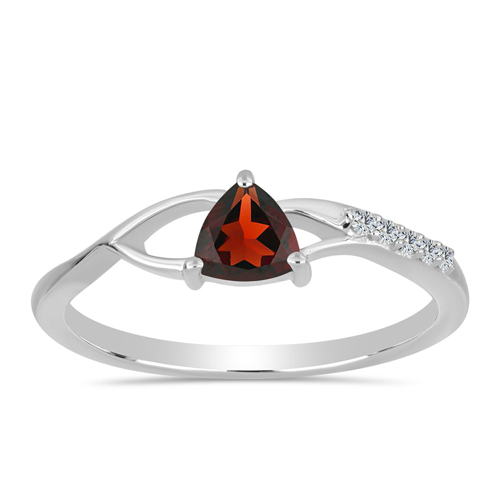 Stříbrný Prsten s Bartonským Granátem a Bílým Topazem 3 