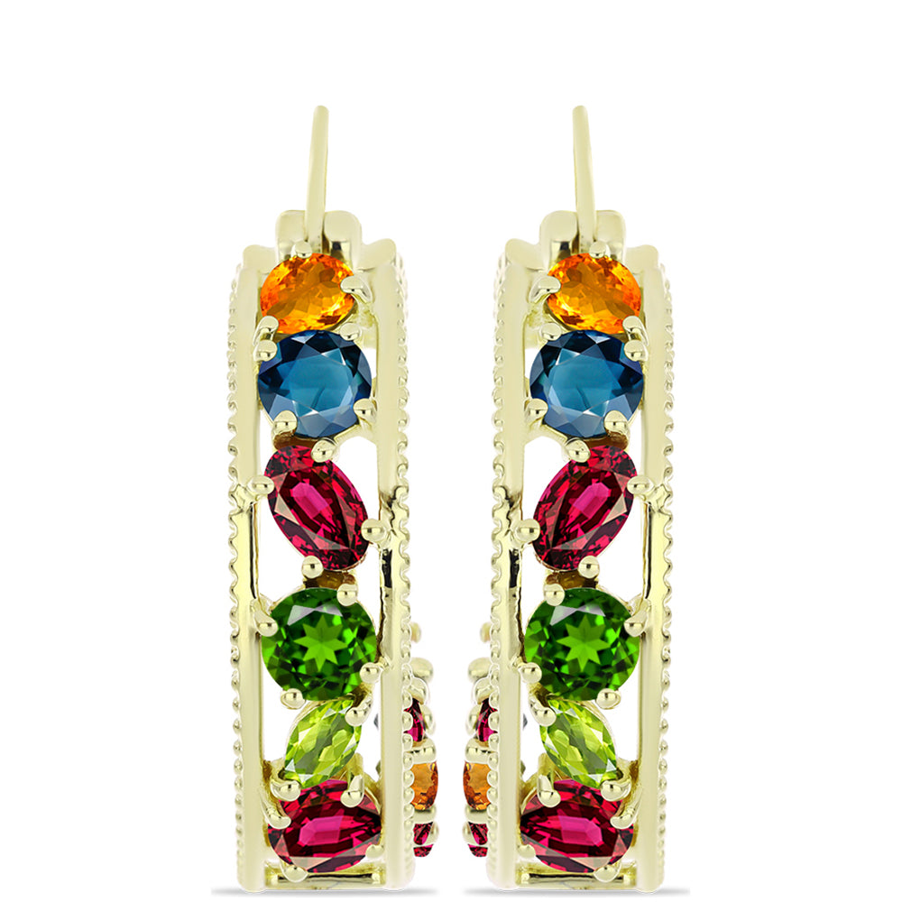 Pozlacené Stříbrné Náušnice s Chakra Turmalínem 2 