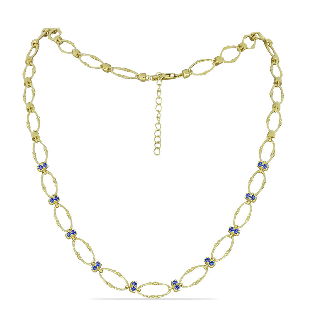 Pozlacená Stříbrná Sada s Tanzanitem ( Náhrdelník+Náramek ) 2 