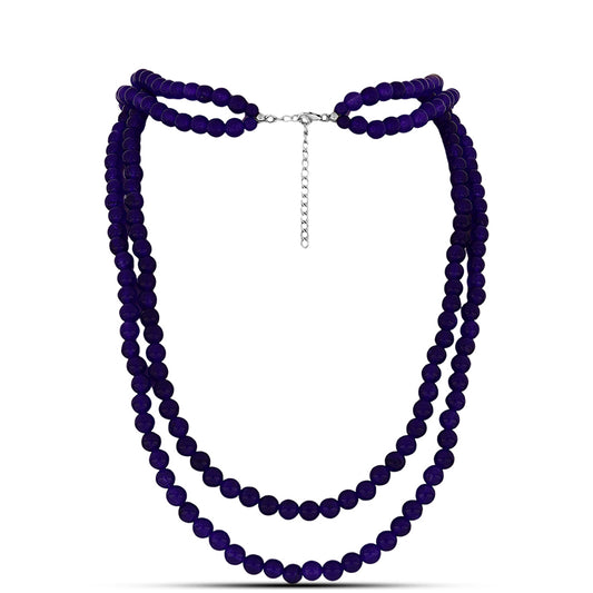 Stříbrný Náhrdelník s Purpurovým Jadeitem