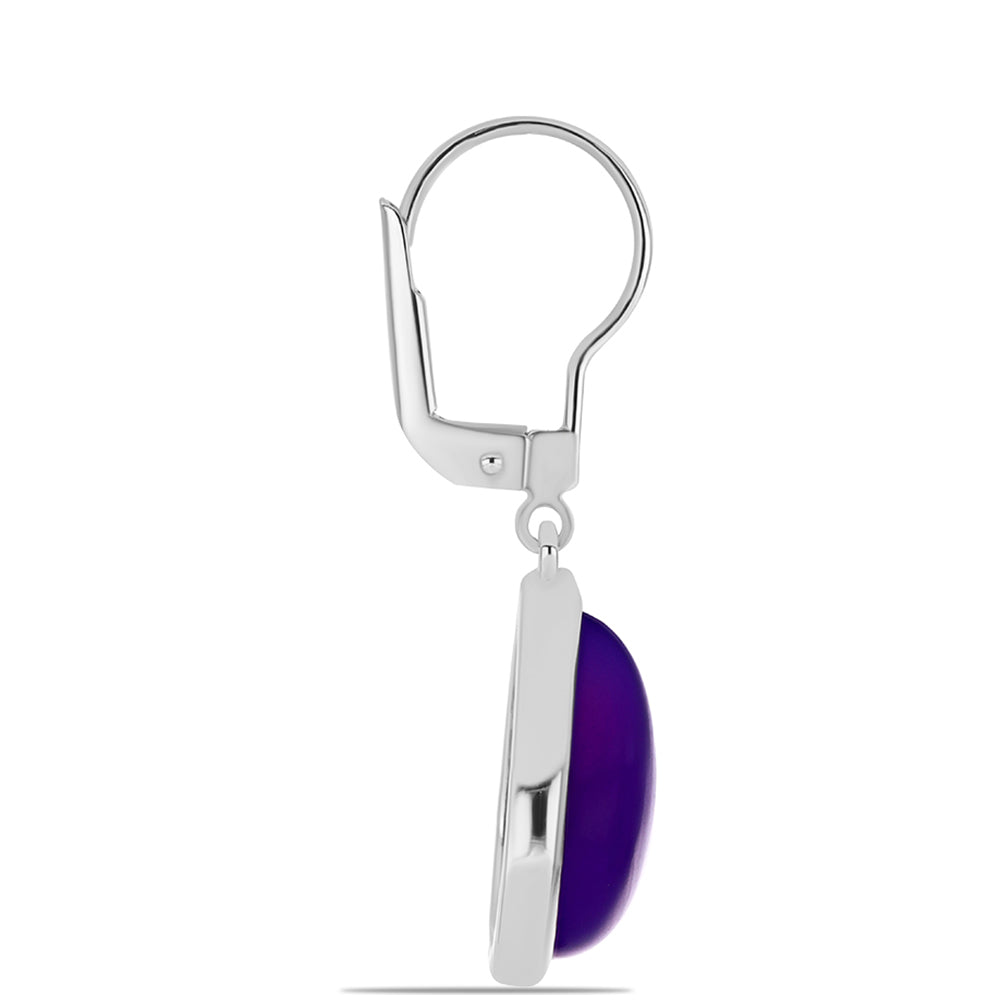 Stříbrné Náušnice s Purpurovým Jadeitem 2 