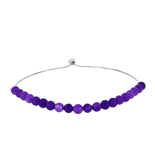 Stříbrný Náramek s Purpurovým Jadeitem