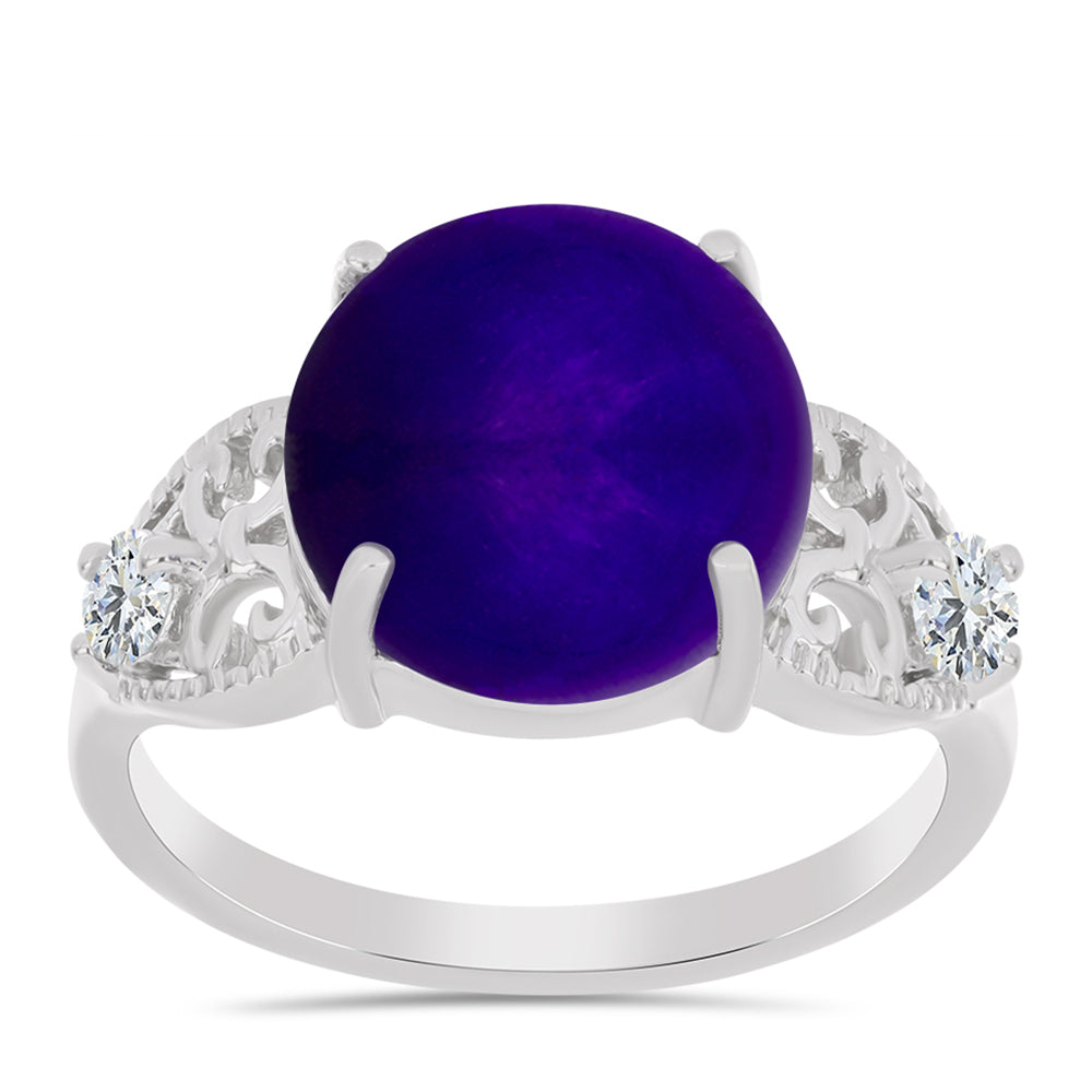 Stříbrný Prsten s Purpurovým Jadeitem a Bílým Topazem 3 