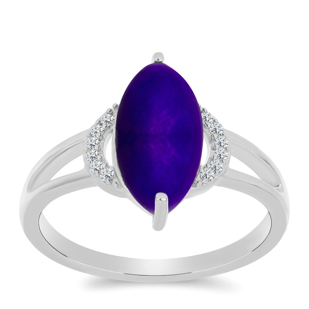 Stříbrný Prsten s Purpurovým Jadeitem a Bílým Topazem 3 