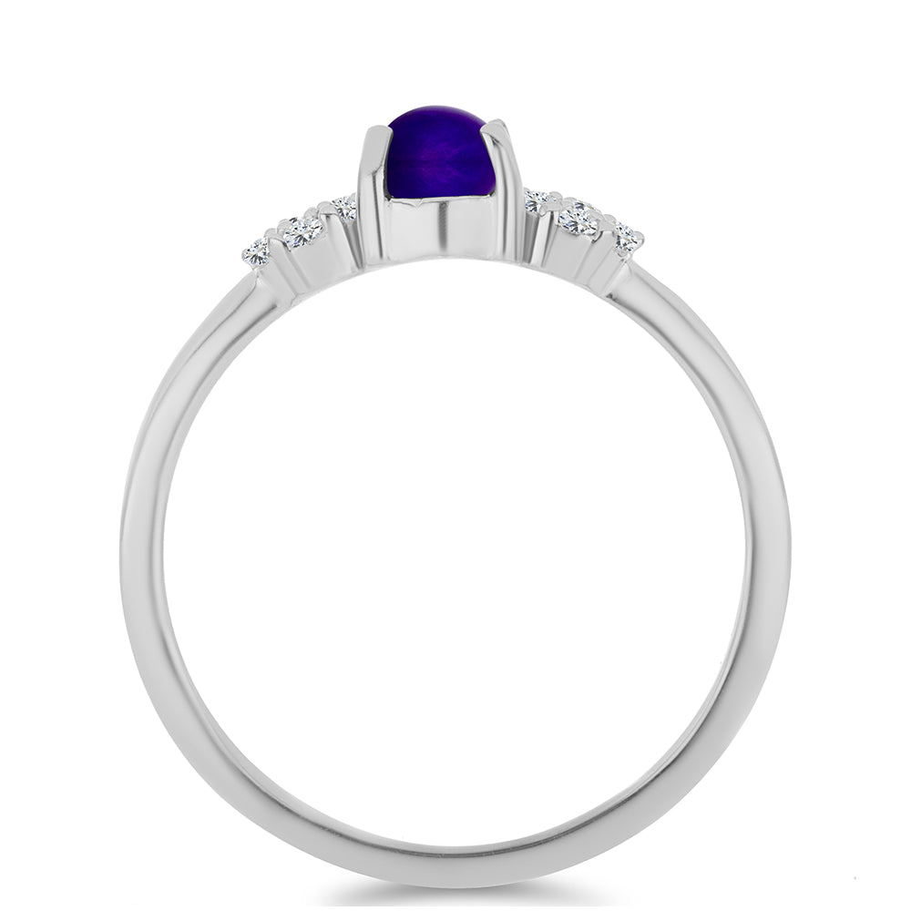 Stříbro 925/1000 - Prsten s Purpurovým Jadeitem a Bílým Topazem - Karátové číslo: 0.67. přibližná hmotnost: 2.25 gramů 2 