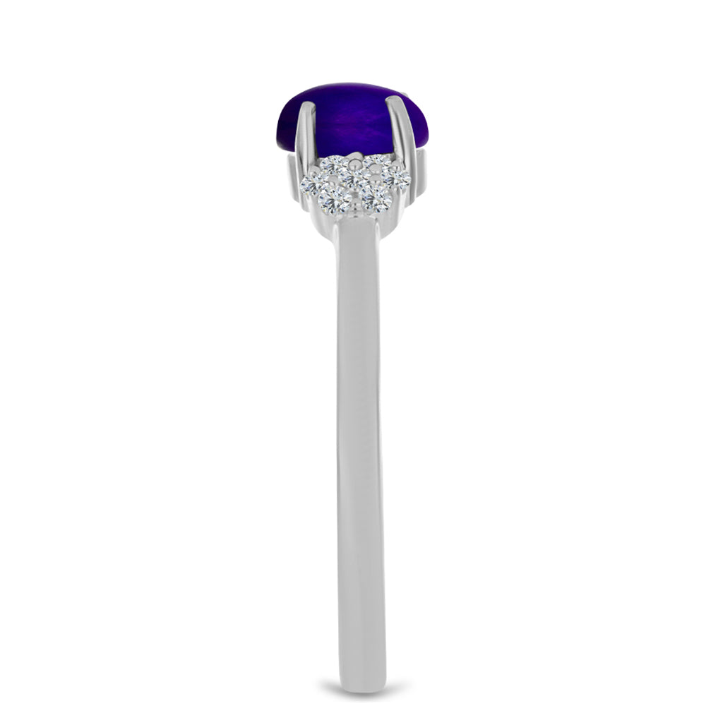 Stříbro 925/1000 - Prsten s Purpurovým Jadeitem a Bílým Topazem - Karátové číslo: 0.67. přibližná hmotnost: 2.25 gramů 4 