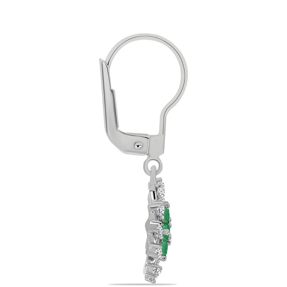 Stříbrné Náušnice s Brazilským Smaragdem a Bílým Topazem 2 