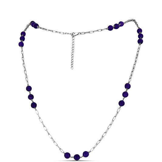 Stříbrný Náhrdelník s Purpurovým Jadeitem