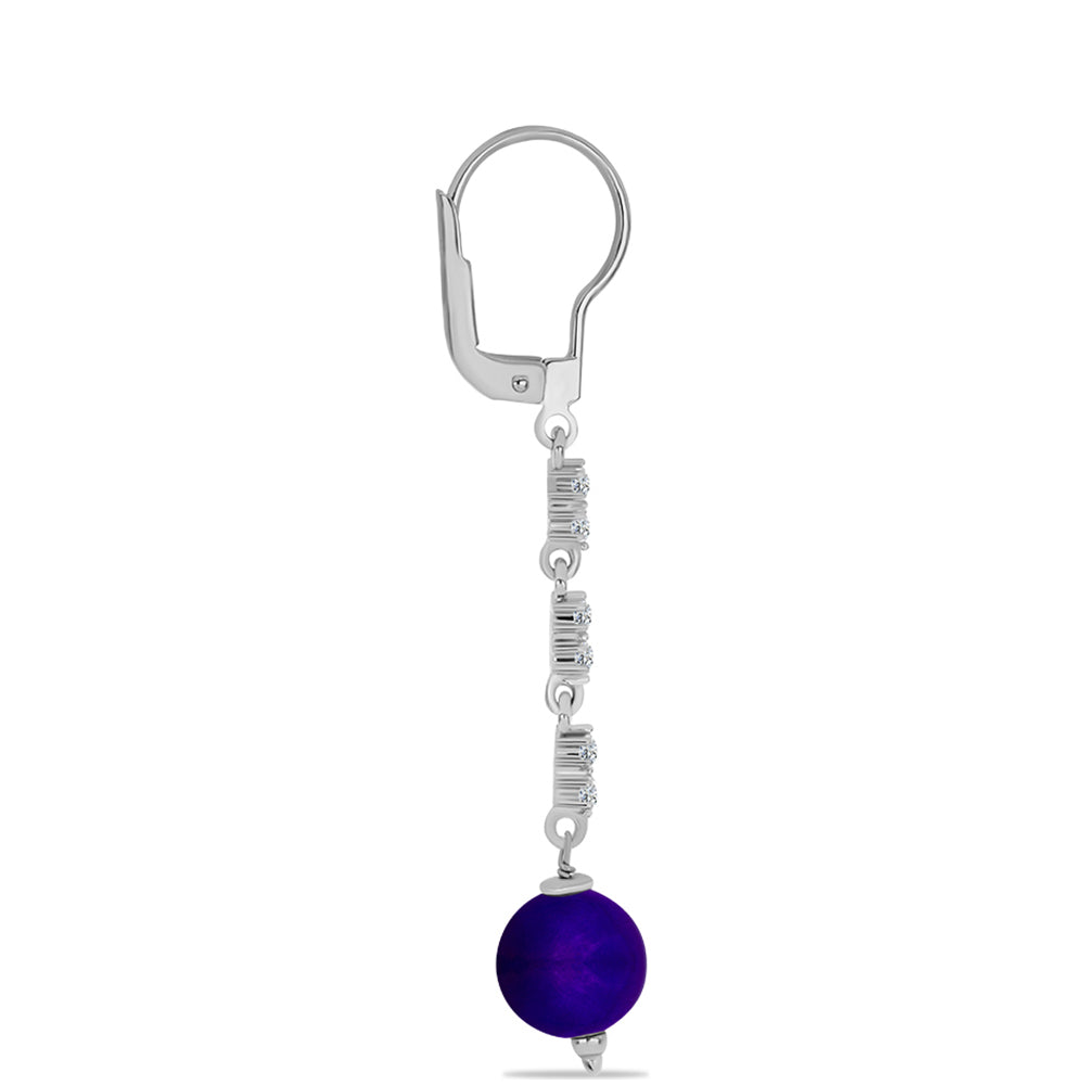 Stříbrné Náušnice s Purpurovým Jadeitem a Bílým Topazem 2 