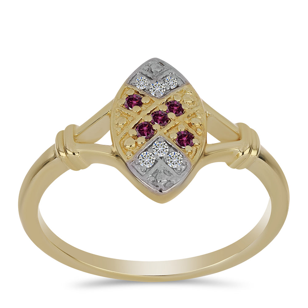 Pozlacený Stříbrný Prsten s Purpurovým Diamantem a Bílým Diamantem 3 