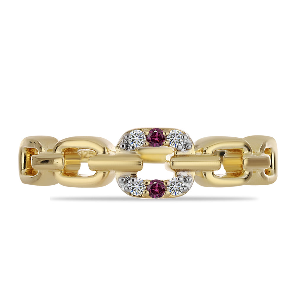 Pozlacený Stříbrný Prsten s Purpurovým Diamantem a Bílým Diamantem 1 