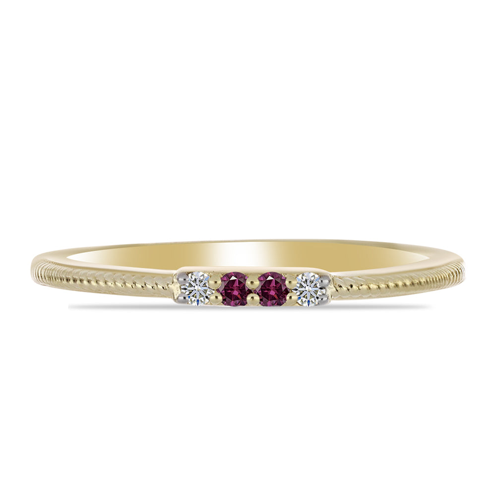 Pozlacený Stříbrný Prsten s Purpurovým Diamantem a Bílým Diamantem 2 