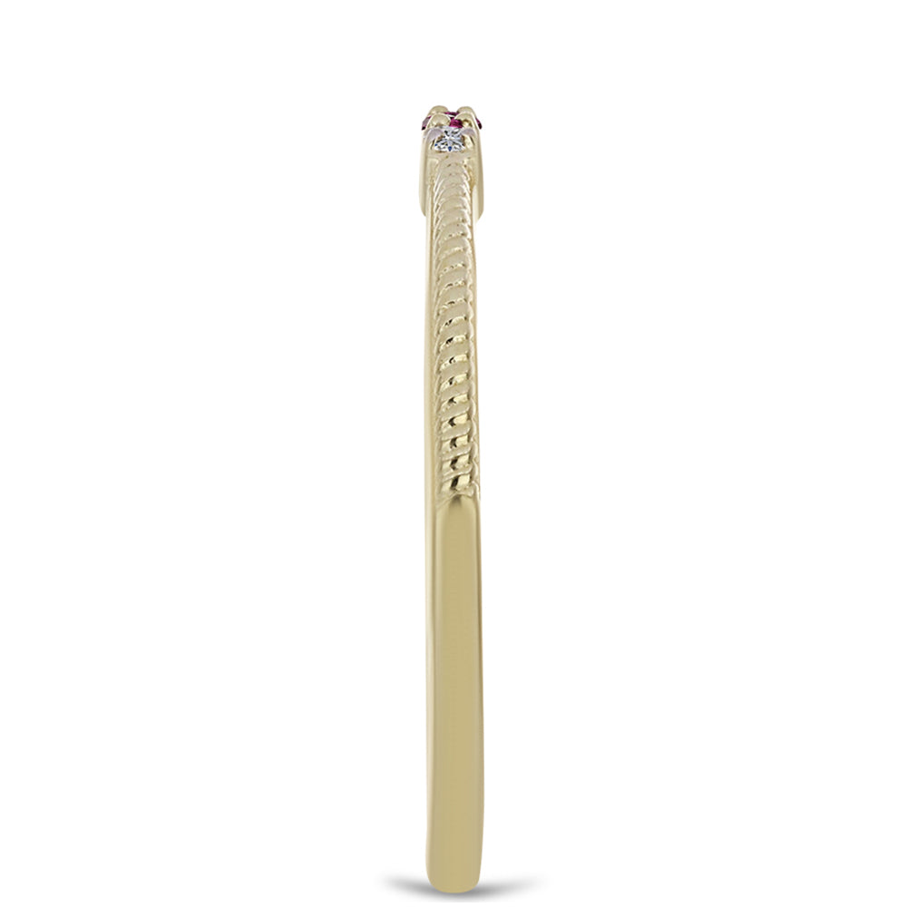 Pozlacený Stříbrný Prsten s Purpurovým Diamantem a Bílým Diamantem 4 