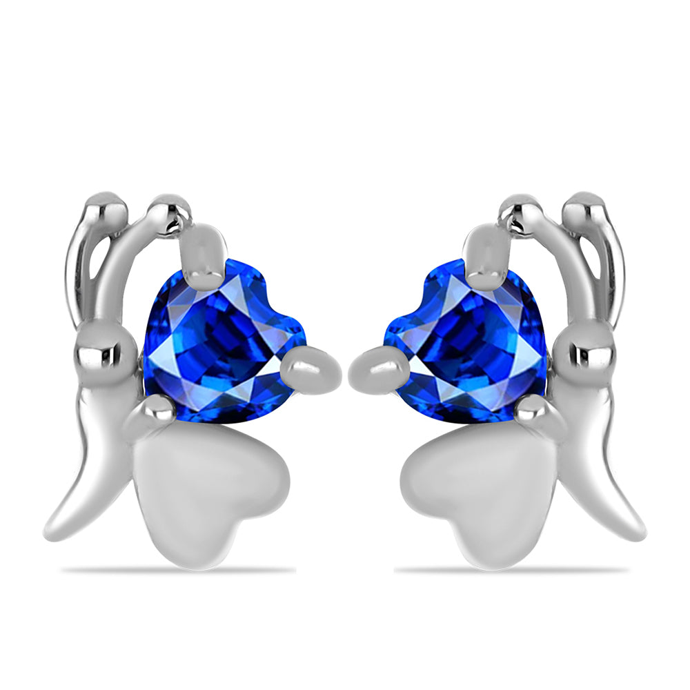 Stříbrné Náušnice s Australským Modrým Safírem 1 