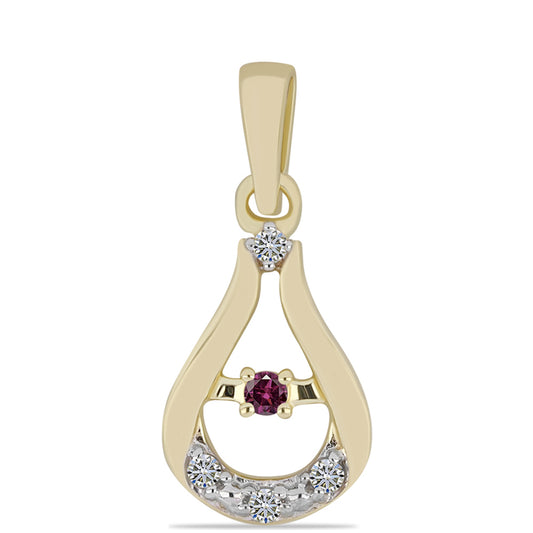 Pozlacený Stříbrný Přívěsek s Purpurovým Diamantem a Bílým Diamantem