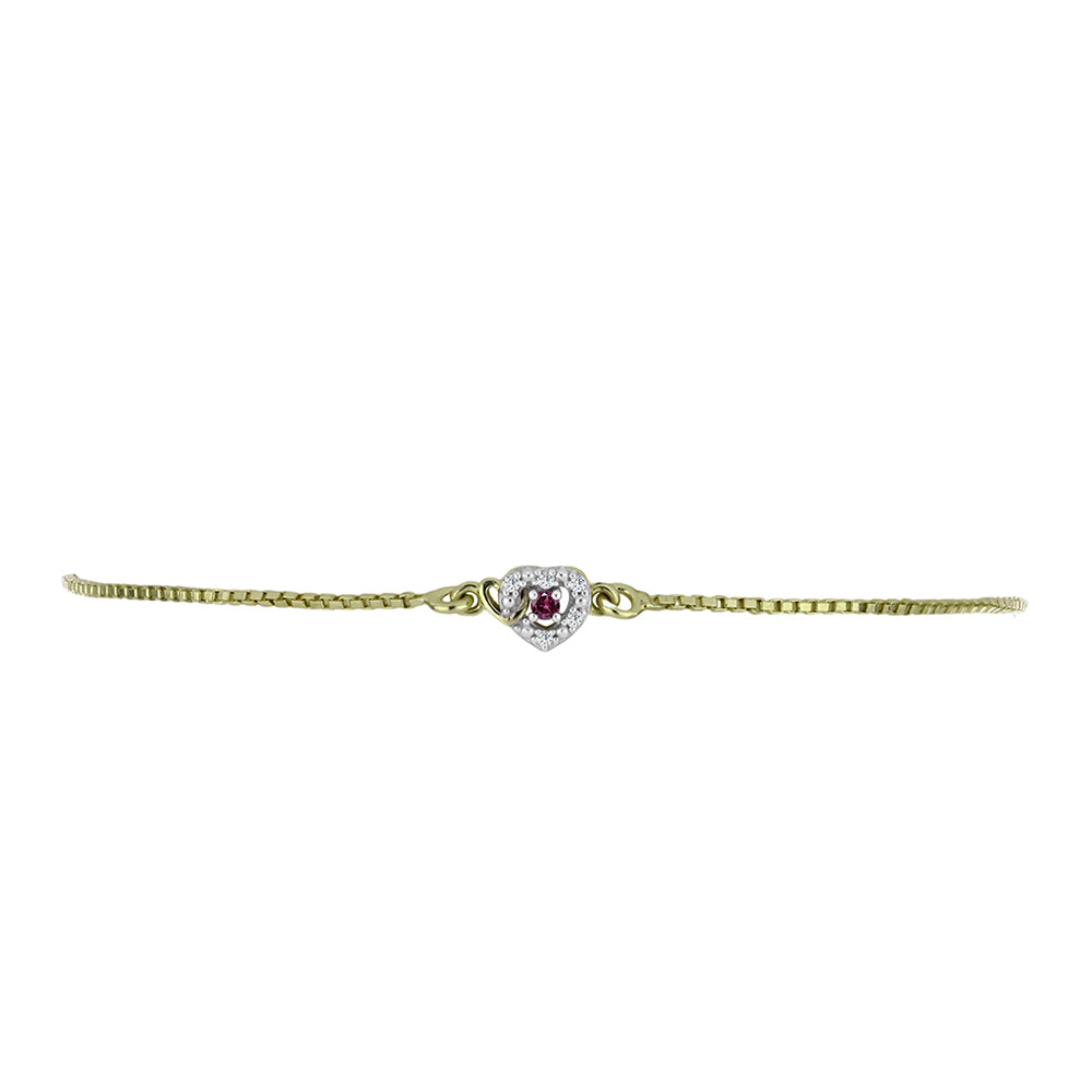 Pozlacený Stříbrný Náramek s Purpurovým Diamantem a Bílým Diamantem 2 