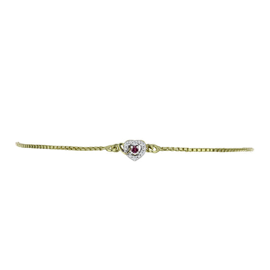 Pozlacený Stříbrný Náramek s Purpurovým Diamantem a Bílým Diamantem