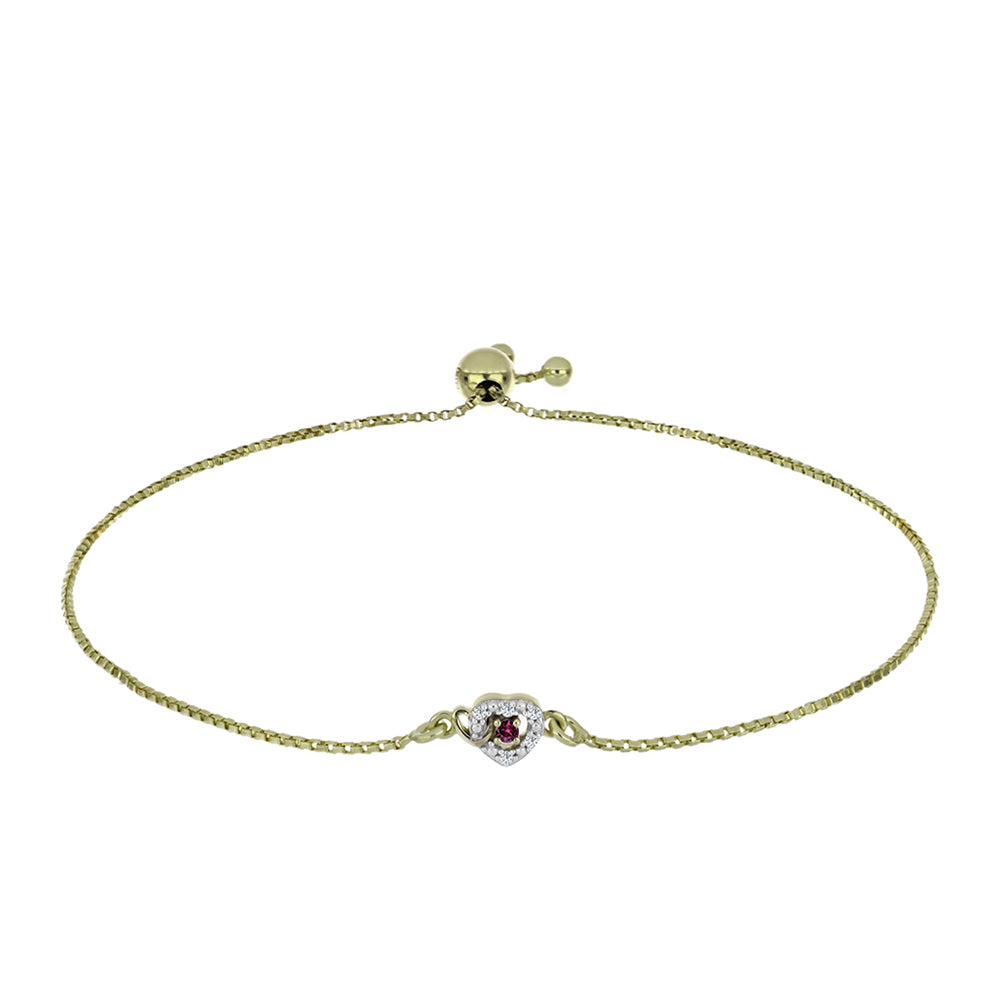 Pozlacený Stříbrný Náramek s Purpurovým Diamantem a Bílým Diamantem 1 