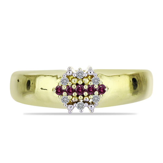 Pozlacený Stříbrný Prsten s Purpurovým Diamantem a Bílým Diamantem