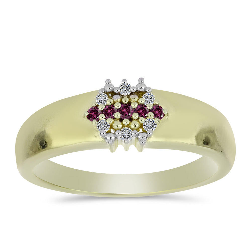 Pozlacený Stříbrný Prsten s Purpurovým Diamantem a Bílým Diamantem 3 