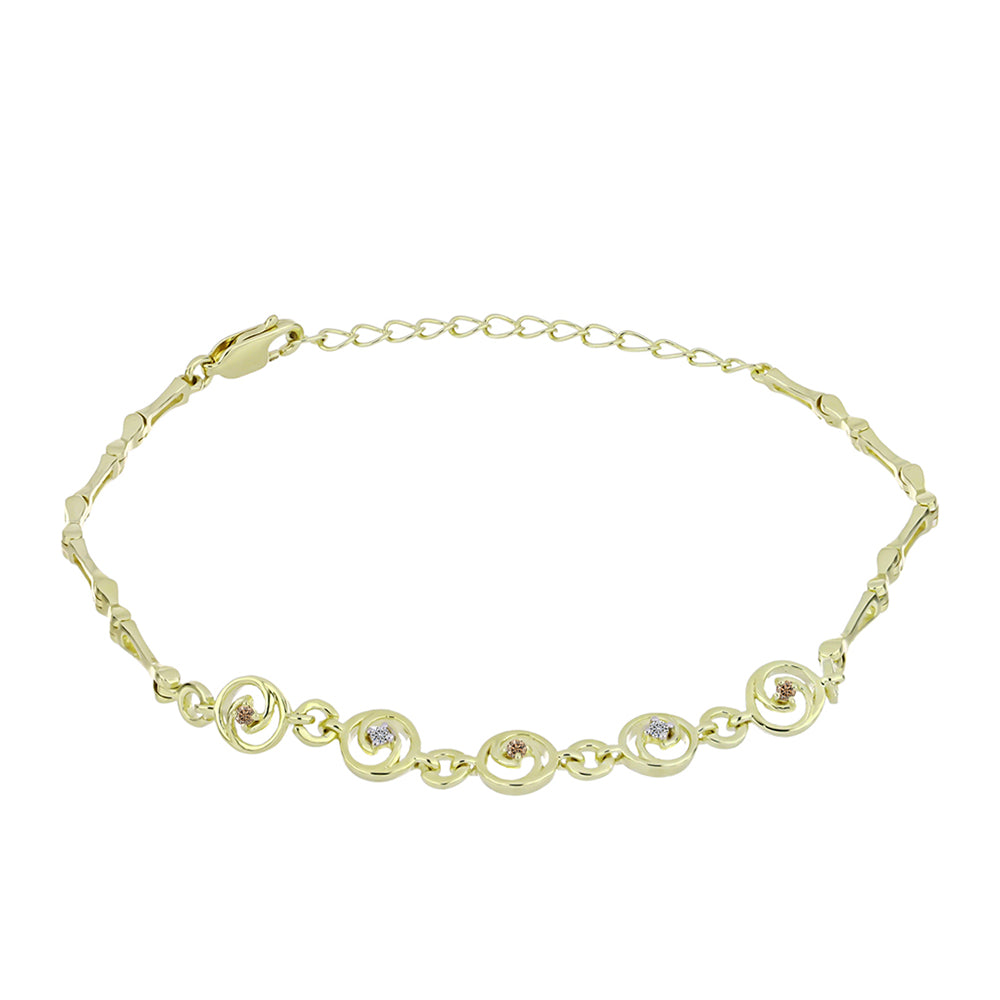Pozlacený Stříbrný Náramek s Champagne Diamantem a Bílým Diamantem 1 