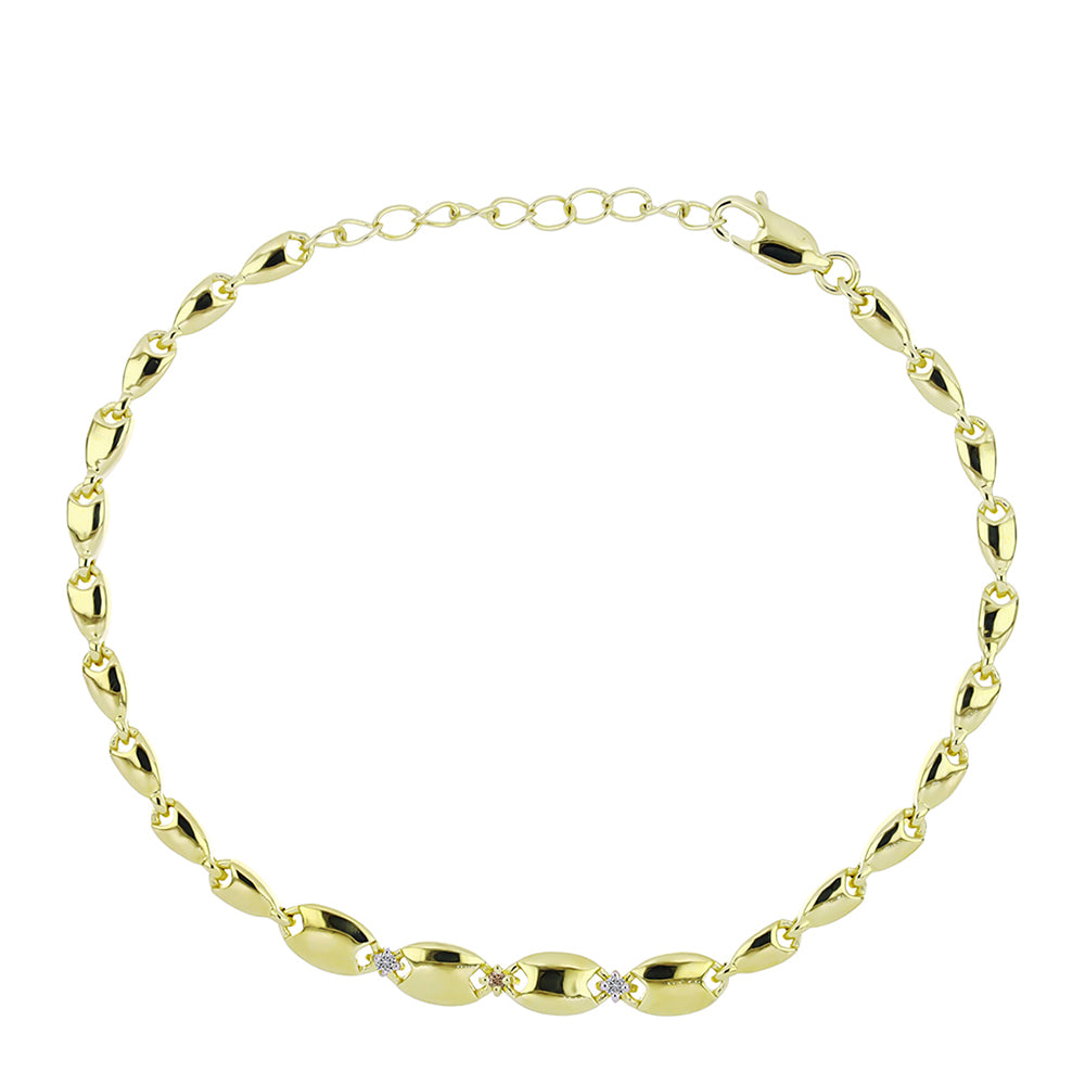 Pozlacený Stříbrný Náramek s Champagne Diamantem a Bílým Diamantem 1 