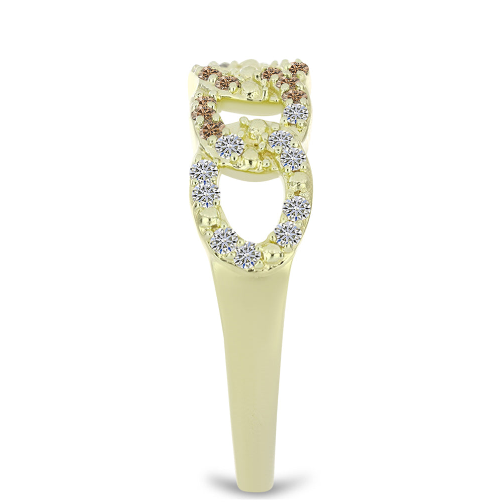 Pozlacený Stříbrný Prsten s Champagne Diamantem a Bílým Diamantem 4 