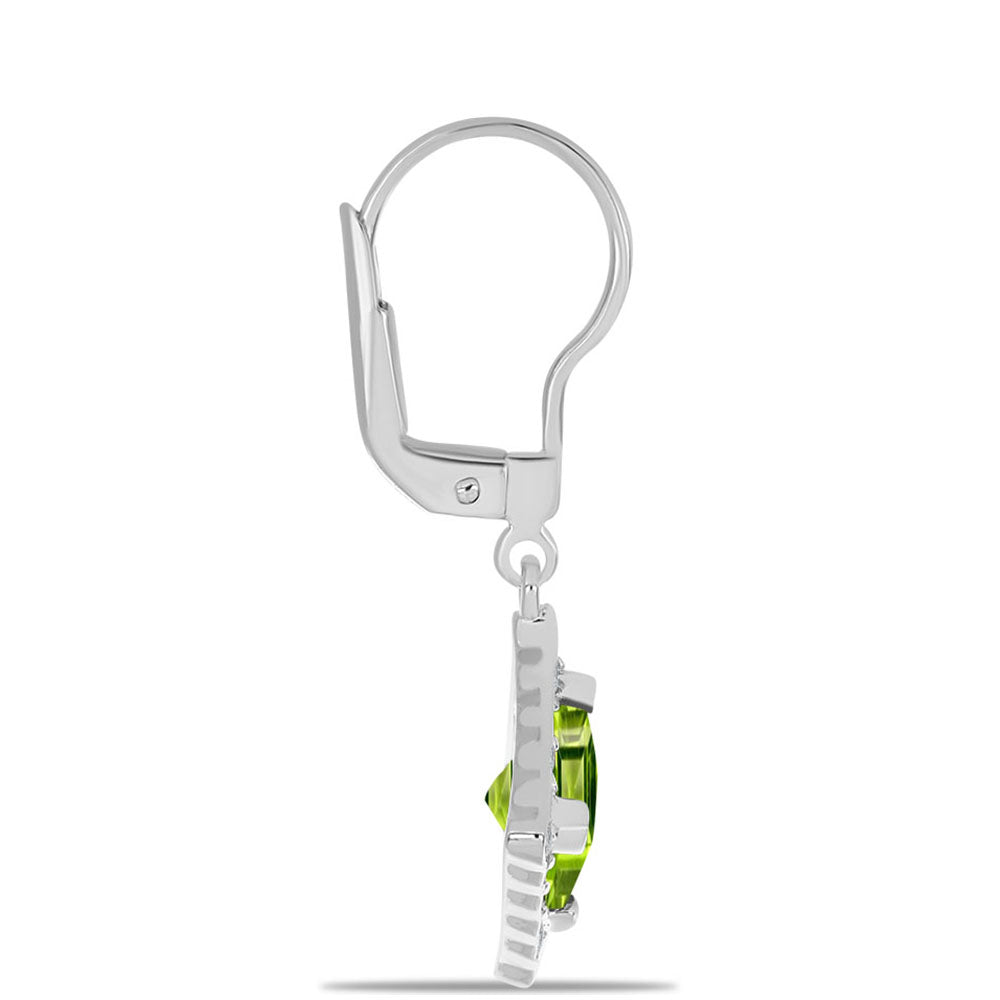 Stříbro 925/1000 - Náušnice s Čchang-pajským Peridotem a Bílým Topazem - Karátové číslo: 2.89. přibližná hmotnost: 3.23 gramů 2 